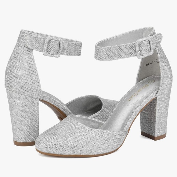 DREAM PAIRS Women's High Heel Closed Toe Chunky Wedding Pumps Shoes - Picture 4 of 6